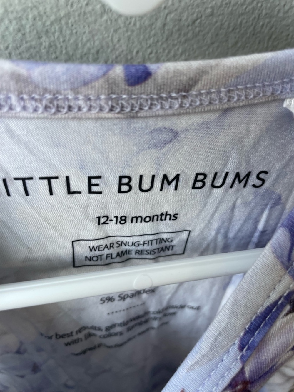 Little Bum Bums Purple Floral Bamboo Jumpsuit Romper with Flutter Sleeves - Picture 4 of 5